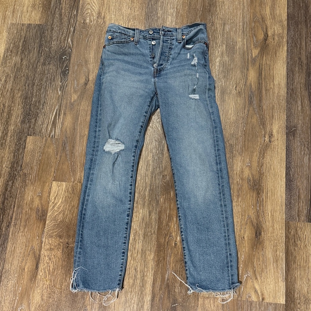 Levi's Blue Straight Leg Distressed Jeans